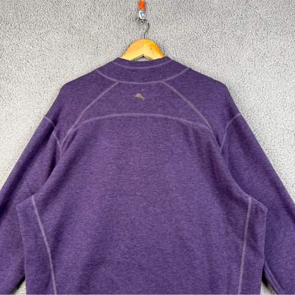 Tommy Bahama Sweater XL Brown/Purple Reversible Cable-Knit Heavyweight 1/4 Zip - Picture 6 of 16